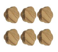 MOROBOR 6 PCS Plum Blossom Shaped Wooden Knobs, Single Hole Wood Handles Self-Adhesive Wood Cupboard Cabinet Knobs for Drawers Wardrobe