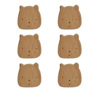 MOROBOR 6PCS Brown Bear Shaped Wooden Knobs Single Hole Beech Wood Handles Cupboard Cabinet Pulls for Chest of Drawers with Screws& Expansion Tube