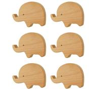 MOROBOR 6PCS Elephant Shaped Wooden Knobs Single Hole Beech Wood Handles Cupboard Cabinet Pulls for Chest of Drawers with Screws& Expansion Tube