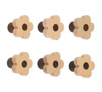 MOROBOR 6pcs Flower Shaped Wooden Knobs Single Hole Beech Wood Handles Wood Cupboard Cabinet Handles Knobs for Chest of Drawers with Screws& Expansion Tube