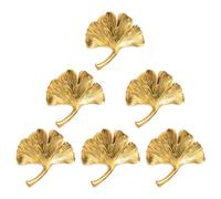 MOROBOR 6PCS Ginkgo Cupboard Knobs, Solid Metal Drawer Pulls, Creative Decorate Pull for Wardrobe Cupboard Drawer Bookcase Furniture, Classic Cabinet Hardware, Antique Gold