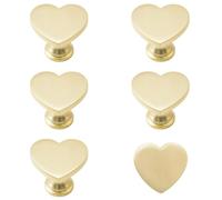 MOROBOR 6PCS Heart Shaped Knobs, Creative Cabinet Drawer Knob Zinc Alloy Single Hole Door Handle for Cabinets Drawer Door Furniture Decorative (Gold)