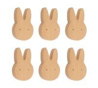 MOROBOR 6PCS Rabbit Shaped Wooden Knobs Single Hole Beech Wood Handles Wood Cupboard Cabinet Handles Knobs for Chest of Drawers with Screws& Expansion Tube