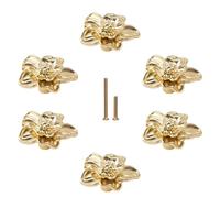 MOROBOR 6pcs Solid Brass & Zinc Alloy Flower Shape Dresser Knobs - Gold