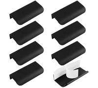 MOROBOR 8 Pack Finger Edge Pull, Self-Stick Instant Cabinet Drawer Pulls Concealed Drawer Pulls Modern Style Drawer Handle for Cabinet Hardware Drawer Wardrobe, 80mm/Black