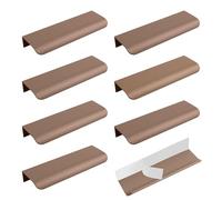 MOROBOR 8 Pack Finger Edge Pull, Self-Stick Instant Invisible Drawer Pulls Concealed Aluminum Flat Hidden Handles forFurniture Wardrobe Cabinet/Brown,120mm