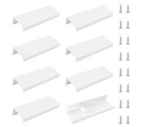 MOROBOR 8 Pack Finger Edge Pull, Self-Stick Instant Invisible Drawer Pulls Concealed Aluminum Flat Hidden Handles for Wardrobe Cabinet, 100mm/White