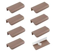 MOROBOR 8 Pack Finger Edge Pull, Self-Stick Instant Invisible Drawer Pulls Concealed Aluminum Flat Hidden Handles for Wardrobe Cabinet, 80mm/Brown