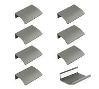 MOROBOR 8 Pack Finger Edge Pulls, Self-Stick Instant Cabinet Drawer Pull Handle Round Angle Aluminum Alloy Invisible Wardrobe Handles for Kitchen Bedroom Livingroom, 50mm/Grayish Brown
