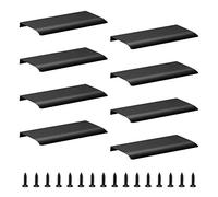 MOROBOR 8 Pack Modern Style Finger Edge Pull Furniture Drawer Handles Hidden Cabinet Kitchen Drawer Handles Knobs, 200mm/Black