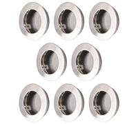 MOROBOR 8 Pack Round Finger Pull, Flush Pull Door Handle Stainless Steel Sliding Barn Door Pulls Recessed Kitchen Cabinet Handles Invisible Door Handle (Stainless Steel)