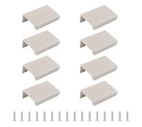 MOROBOR 8 Pcs Cashmere Grey Finger Edge Pull, Aluminum Alloy Concealed Handle Pulls Modern Style Drawer Handles for Home Kitchen Door Cabinet/50mm