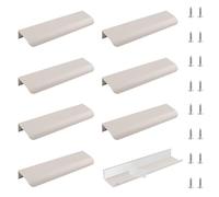 MOROBOR 8 Pcs Finger Edge Pull, Self-Stick Instant Cabinet Drawer Pulls Invisible Drawer Pulls Modern Style Drawer Handle for Cabinet Hardware Drawer Wardrobe, 150mm/Cashmere Gray
