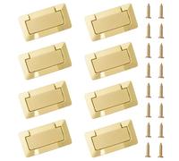 MOROBOR 8Pcs Pocket Doors Drawer Handles, Flush Pull Ring Handle Zinc Alloy Concealed Furniture Handle with Screws for Cabinets Wardrobes Drawers (Pearl Gold)
