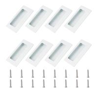 MOROBOR 8PCS Rectangular Recessed Concealed Handle, Embedded Design Sliding Door Handle with Screws, Stainless Steel Cabinet Pulls for Wardrobe Drawer Pulls (White)