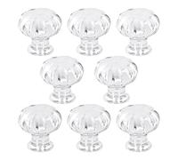 MOROBOR 8pcs Transparent Acrylic Pumpkin-Shaped Self Stick Knobs for Mirror Closet Box Gift Case and Other Small Furniture