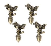 MOROBOR Acorn Drawer Knobs with Leaf Pedestal, 4pcs Antique Zinc Alloy Acorn Nut Squirrel Knob Drop Pendant Pull Handle Drawer Single Hole Handles for Wardrobe Cupboard Closets (Bronze)