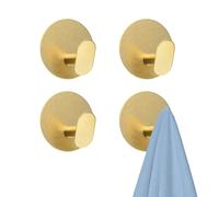 MOROBOR Adhesive Angled Hook, 4Pcs Gold Heavy Duty No-Drill Wall Hooks Stainless Steel Round Waterproof Shower Wall Stick on Hooks for Bathroom Kitchen Entryway
