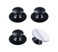 MOROBOR Adhesive Cabinet Knobs, 4pcs Self-Stick Stainless Steel Instant Kitchen Knobs Round Pulls Auxiliary Drawer Knob for Wardrobes Dressers Drawers/Black