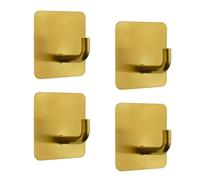 MOROBOR Adhesive Hook, 4Pcs Gold Heavy Duty Wall Hooks Stainless Steel Towel Rack Key Holder Waterproof Shower Wall Stick on Hooks
