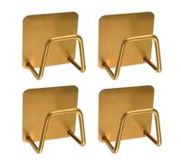 MOROBOR Adhesive Sponge Holder, 4pcs Stainless Steel Dish Sponge Holders for Sink Soap Sponges Rack Premium Rustproof Hangers Kitchen Accessories/Gold