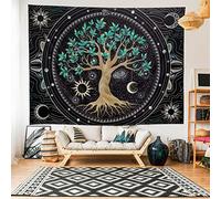MOROBOR Aesthetic Tree of Life Tapestry,60”×80”Colorful Wall Tapestry Hippie Sun Moon Star Galaxy Space Tapestries Forest Wall Hanging Decor for Bedroom,Living Room,Dorm
