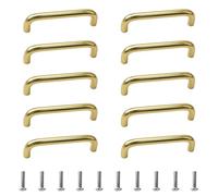 MOROBOR Aluminum Alloy Solid Round Handle, 96 mm Hole Centers U-Shaped Cabinet Hardware Pull for Bedroom Bathroom Kitchen Cabinets Door- 10 Pack/Bright Gold