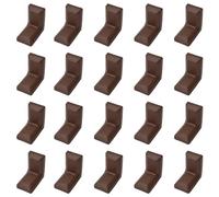 MOROBOR Angle Bracket, 40Pcs 90 Degrees L Shape Steel Galvanized Corner Bracket with Dark Brown ABS Plastic Cover for Cupboard Wardrobe Shelf