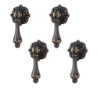 MOROBOR Antique Pendant Pulls, 4pcs Tear Drop Knobs Zinc Alloy Knobs Bronze Single Hole Handle for Cabinets Wardrobe Cupboard Closets Drawer Furniture Decorative