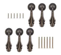 MOROBOR Antique Pendant Pulls, 6pcs Tear Drop Knobs Zinc Alloy Knobs Bronze Single Hole Handle for Cabinets Wardrobe Cupboard Closets Drawer Furniture Decorative