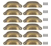 MOROBOR Antique Shell Shape Pull Handle,12pcs Vintage Kitchen Cabinets Furniture Wardrobe Medicine Pull Bronze Cup Drawer pulls for Furniture Wardrobe Closet