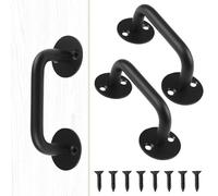 MOROBOR Barn Door Pull Handles, 2pcs Stainless Steel Drawers Push Pull Handle with Screws Heavy Duty Closet Door Pulls for Sliding Glass Shower Doors Cabinet Wardrobe Handle/Black