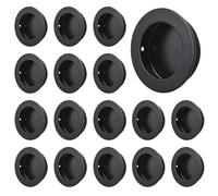 MOROBOR Black Flush Pulls Barn Door Handles, 16PCS 304 Stainless Steel Sliding Door Pulls Round Flush Recessed Cabinet Handles