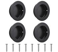MOROBOR Black Flush Pulls Barn Door Handles, 4PCS 304 Stainless Steel Sliding Door Pulls Round Flush Recessed Cabinet Handles (2 Inch)