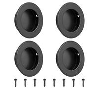 MOROBOR Black Flush Pulls Barn Door Pulls, 4pcs 304 Stainless Steel Sliding Door Handles Round Flush Recessed Cabinet Handles.(51mm)