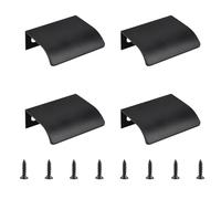 MOROBOR Black Mini Finger Edge Pull, 4pcs Concealed Handle Modern Style Drawer Handle, Radian Edges Aluminum Alloy Invisible Wardrobe Knobs for Cabinet Hardware Drawer/50mm