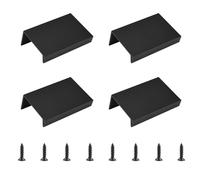 MOROBOR Black Mini Finger Edge Pull, 4pcs Concealed Handle Modern Style Drawer Handle, Right Angle Aluminum Alloy Invisible Wardrobe Knobs for Cabinet Hardware Drawer/50mm