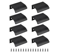 MOROBOR Black Mini Finger Edge Pull, 8pcs Concealed Handle Modern Style Drawer Handle, Radian Edges Aluminum Alloy Invisible Wardrobe Knobs for Cabinet Hardware Drawer/50mm