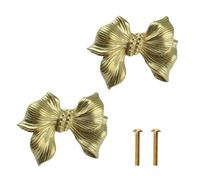 MOROBOR Bow Shaped Cabinet Handle, 2 Pack Vintage Decorative Drawer Pulls Creative Single Hole Pull Knobs with Screws for Hardware Cupboard Furniture Accessories/Gold