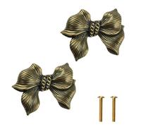 MOROBOR Bow Shaped Cabinet Handle, 2 Pack Vintage Decorative Drawer Pulls Creative Single Hole Pull Knobs with Screws for Hardware Cupboard Furniture Accessories/Antique Bronze