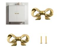 MOROBOR Bow Shaped Cabinet Knob, 2 Pcs Vintage Decorative Drawer Handle Exquisite Brass Dresser Pulls Creative Single Hole Pull Knobs with Screws for Hardware Furniture Accessories