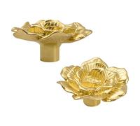 MOROBOR Brass Rose Knob, 2pcs Modern Minimalist Knob, Rose Shape Handles Solid Brass Decorative Kitchen Cabinets Knobs, Drawer Knobs and Pulls with Mounting Screws