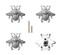MOROBOR Bright Chrome Bee Drawer Knobs, 4PCS Metal Zinc Alloy Single Hole Knobs Decorative Bee Knobs Creative Furniture Handle with Screws for Cabinet Wardrobe Drawer Dresser