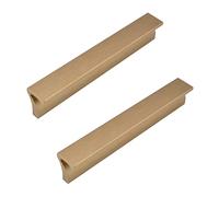 MOROBOR Cabinet Handles,2pcs Tilted Solid Drawer Handles 7" Shaped Handle Edge Pulls Finger Pull for Cabinets and Drawers (96mm Hole Pitch,Matte Gold)