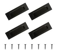MOROBOR Cabinet Pulls, 4 Pack Black Stainless Steel Rectangular Side Hole Flush Pulls Embedded Sliding Door Handle for Drawer Cupboard Wardrob