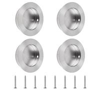 MOROBOR Closet Door Finger Pulls, 4PCS Sliding Closet Door Hardware Handles Stainless Steel Sliding Door Pulls Round Flush Recessed Cabinet Handles (Brushed Silver/2 Inch)