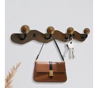 MOROBOR Coat Rack Wall Mount, 1 Pack Heavy Duty Walnut Wood Ball Hook Decorative Coat Racks with 4 Hooks Towel Racks Thickened Solid Wooden Hook for Bathroom Living Room Bedroom Entryway