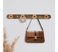 MOROBOR Coat Rack Wall Mount, 1 Pack Heavy Duty Walnut Wood Hook Decorative Coat Racks with 4 Flower Hooks Towel Racks Thickened Solid Wooden Hook for Bathroom Living Room Bedroom Entryway