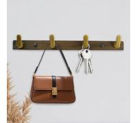MOROBOR Coat Rack Wall Mount, 1 Pack Heavy Duty Walnut Wood Hook Decorative Coat Racks with 4 Hooks Towel Racks Thickened Solid Wooden Hook for Bathroom Living Room Bedroom Entryway