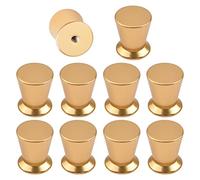 MOROBOR Cone Adhesive Cabinet Knobs, 10pcs Self-Stick Instant Cabinet Handle Pulls Aluminium Alloy Stick On Handle with Mounting Screws for Glass Cabinet Cupboard Drawer(Brushed Gold)